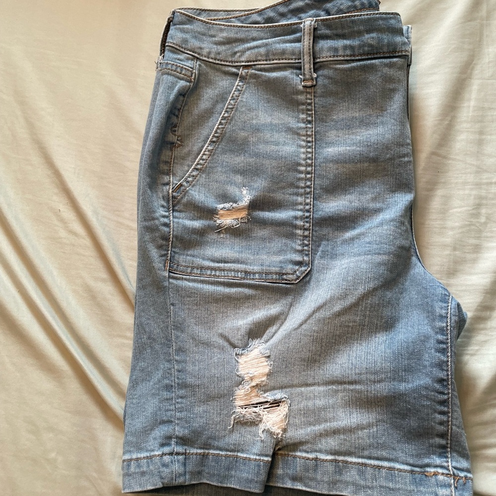 Torrid Light Blue Distressed Jean Shorts